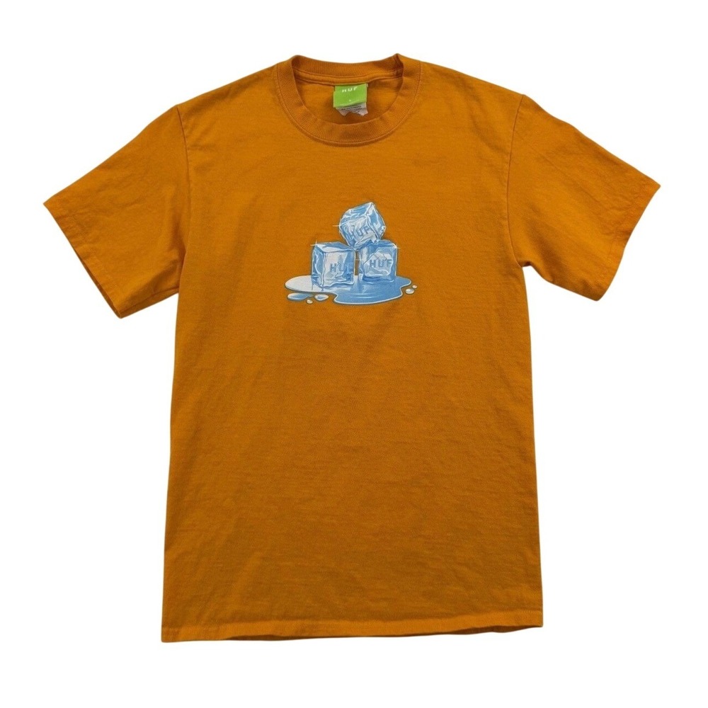 HUF T-Shirt Mens Small Orange Excellent 20th Anniversary Ice Cube Graphic Tee